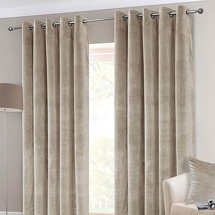 Homescapes Thermal Interlined Cream Velvet Curtains Pair Width