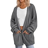 LILLUSORY Womens Oversized Cardigans Soft Knit Cardigan Sweater with Pockets