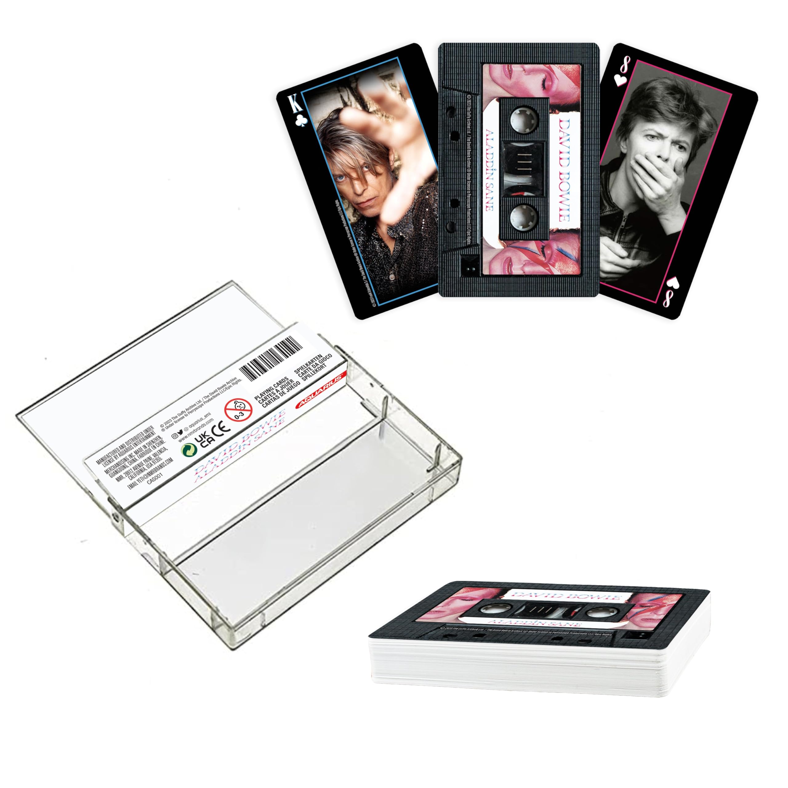 AQUARIUS David Bowie Cassette Premium Playing Cards -David Bowie Themed Deck of Cards for Your Favorite Card Games - Officially Licensed David Bowie Merchandise & Collectibles