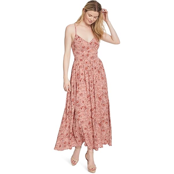 Jessica Simpson Women's Alanis Printed Tiered Dress (Palm Bliss/Sunflower,  Small) at Amazon Women's Clothing store