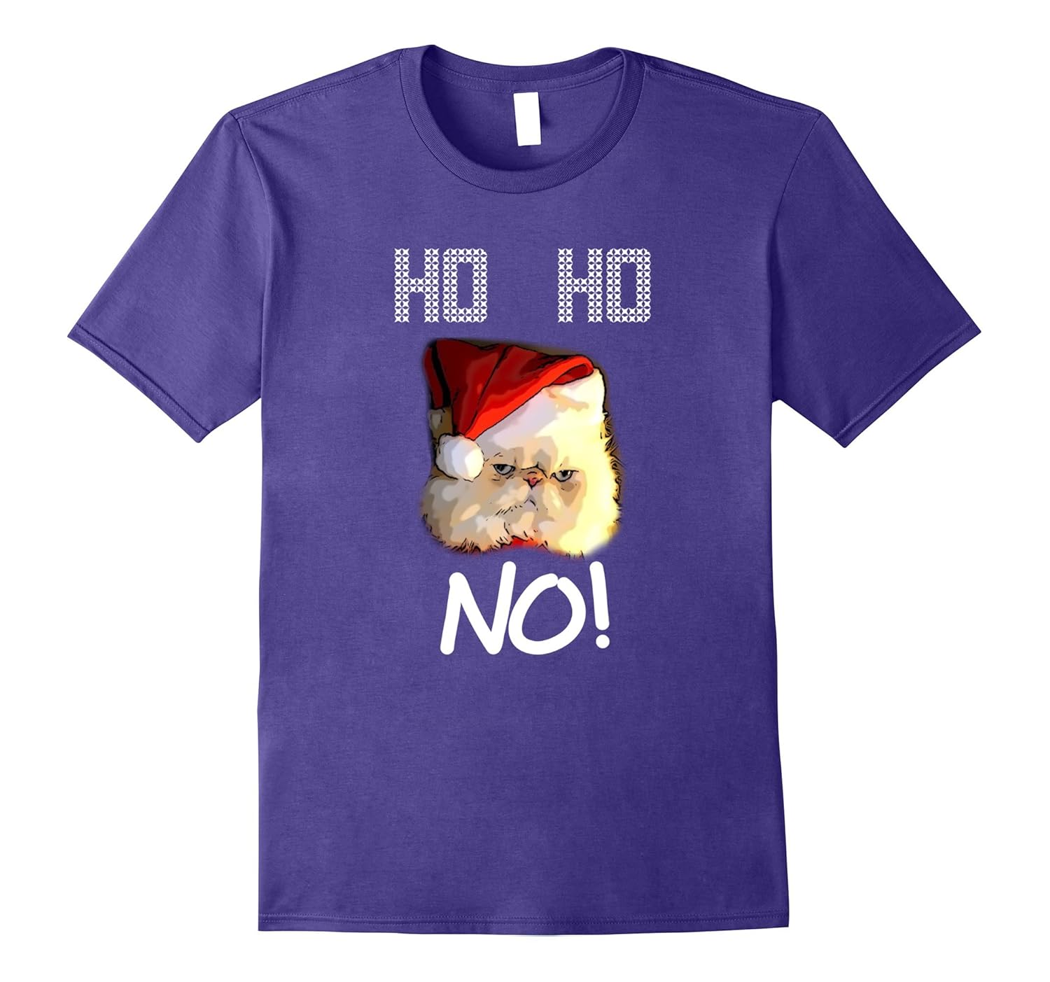 HO HO NO! Grumpy Angry Cat Ugly Christmas Sweater T-Shirt-Rose