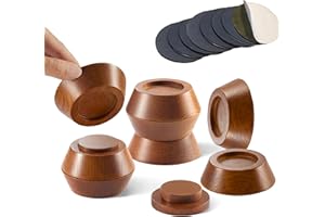 FASONLA Bed Risers, Furniture Risers (Set of 8-Height 1") Can be Adjusted to 2'' 3''or 4'', Lifts Furniture Risers, Solid Natural Wood Risers, Non-Slip Recessed Hole (Light Brown Color)