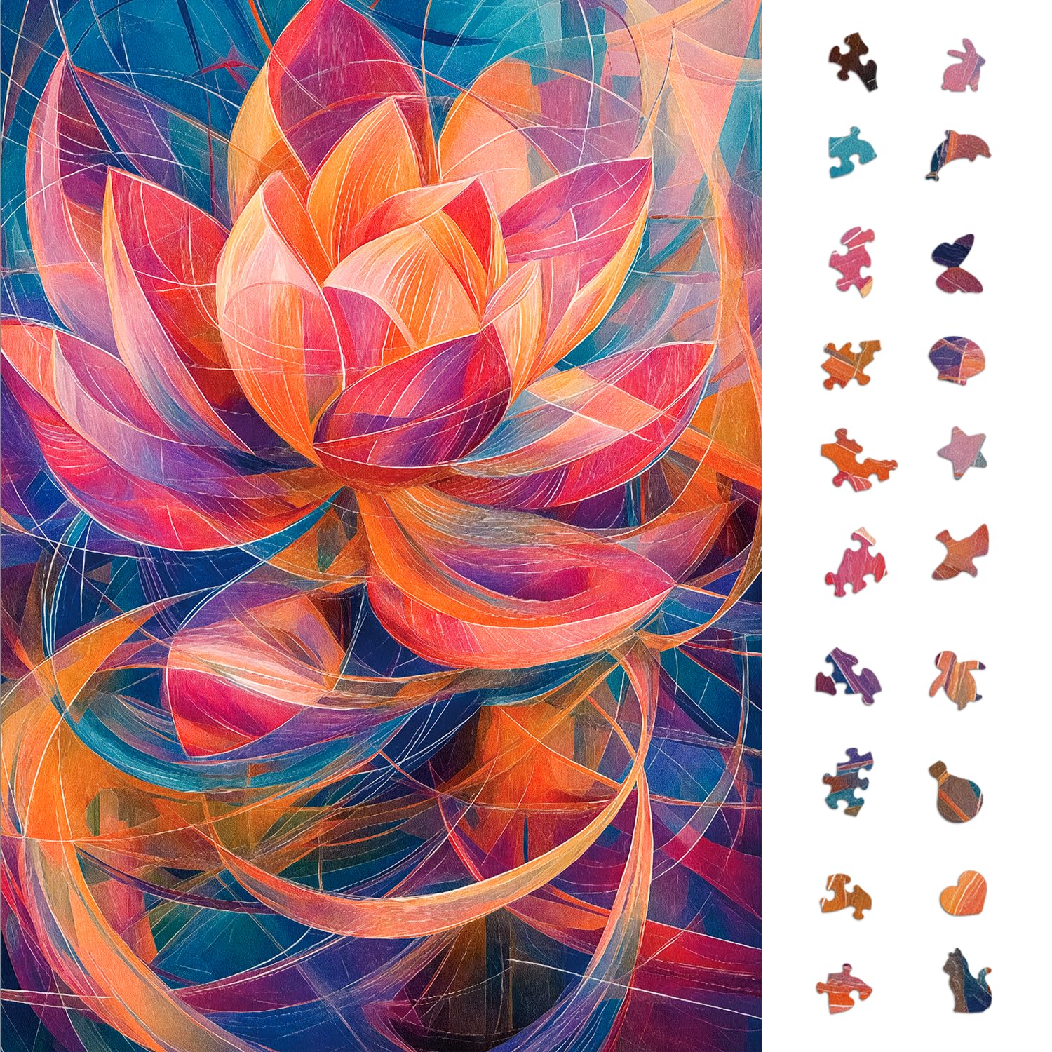Photo 1 of ***FACTORY SEALED***
Naturelish 1000 Piece Jigsaw Puzzle for Adults, Abstract Lotus Flower Artwork with Matte Finish, Color-Coded Back for Easy Sorting, Vibrant Art Puzzle for Adults, 19.25 x 26.65 in