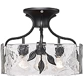 Golden Lighting Calla 3-Light Semi-Flush Mount in Natural Black