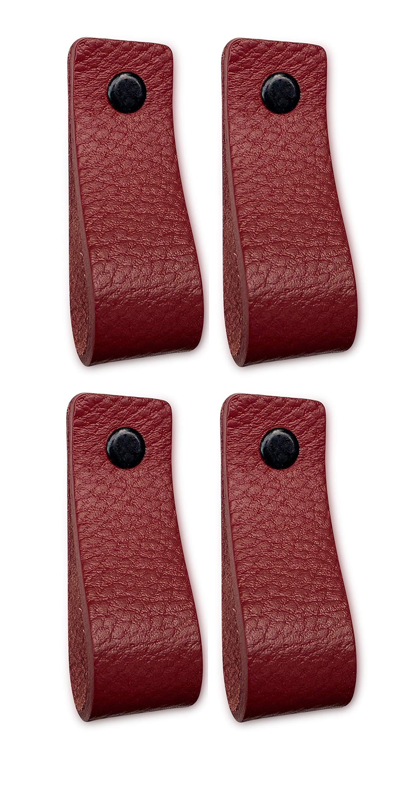 Brute Strength - Leather Handles for Furniture - Bordeaux red - 4 pcs - 16,5 x 2,5 cm - Cabinet Handle, Door Handle for Kitchen, Bathroom, cabinets, Dresser, Wood — image 1