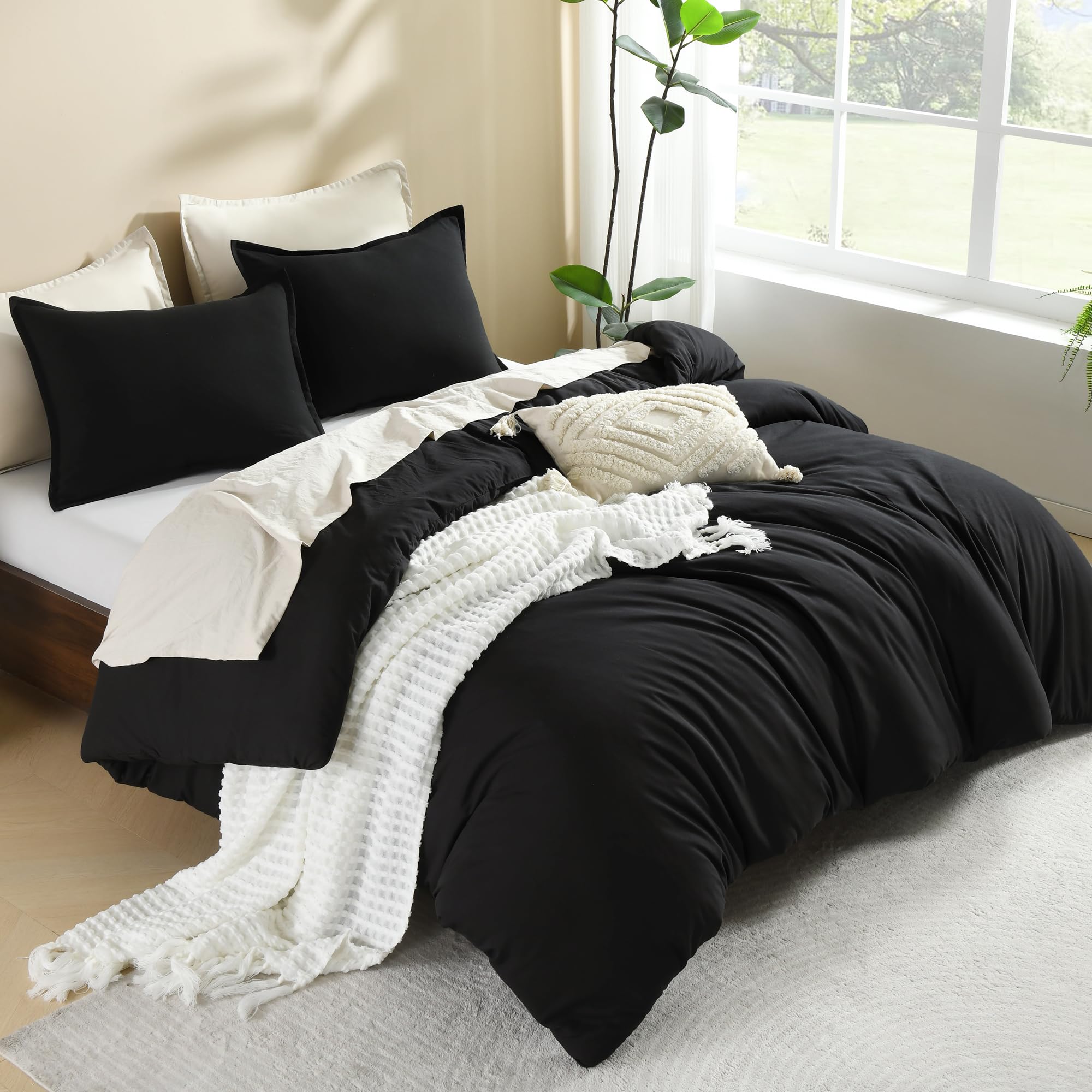 Litanika Set Di Biancheria Letto Super King Size (3 Pezzi) – Piumino Leggero Righe Blu E Bianche, Federe, 304x304 Cm, Per Tutte Le Stagioni