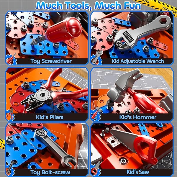 KIZONLY KIDS TOOL TOY PLAYSET WITH ELECTRONIC DRILL SOUND FOR AGED 3 4 5 6 7 8, WORKBENCH TOYS FOR TODDLERS 3-5, PRETEND PLAY TOOL BOX, CONSTRUCTION MECHANIC SET, BIRTHDAY GIFT FOR BOYS GIRLS AGES 3-8