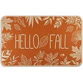 Heirloom Autumn 17X29 Inch Hello Fall Door Mat Welcome Floor Front Doormat | Thanksgiving Orange Outdoor Rug Leaves Decor Floor Front Door Mat Non-Slip Entrance Mat for Home Kitchen Bathroom Decorations