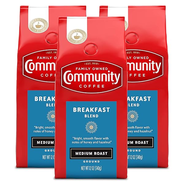 COMMUNITY COFFEE BREAKFAST BLEND 36 OUNCE, MEDIUM ROAST GROUND COFFEE, 12 OUNCE BAG (PACK OF 3)