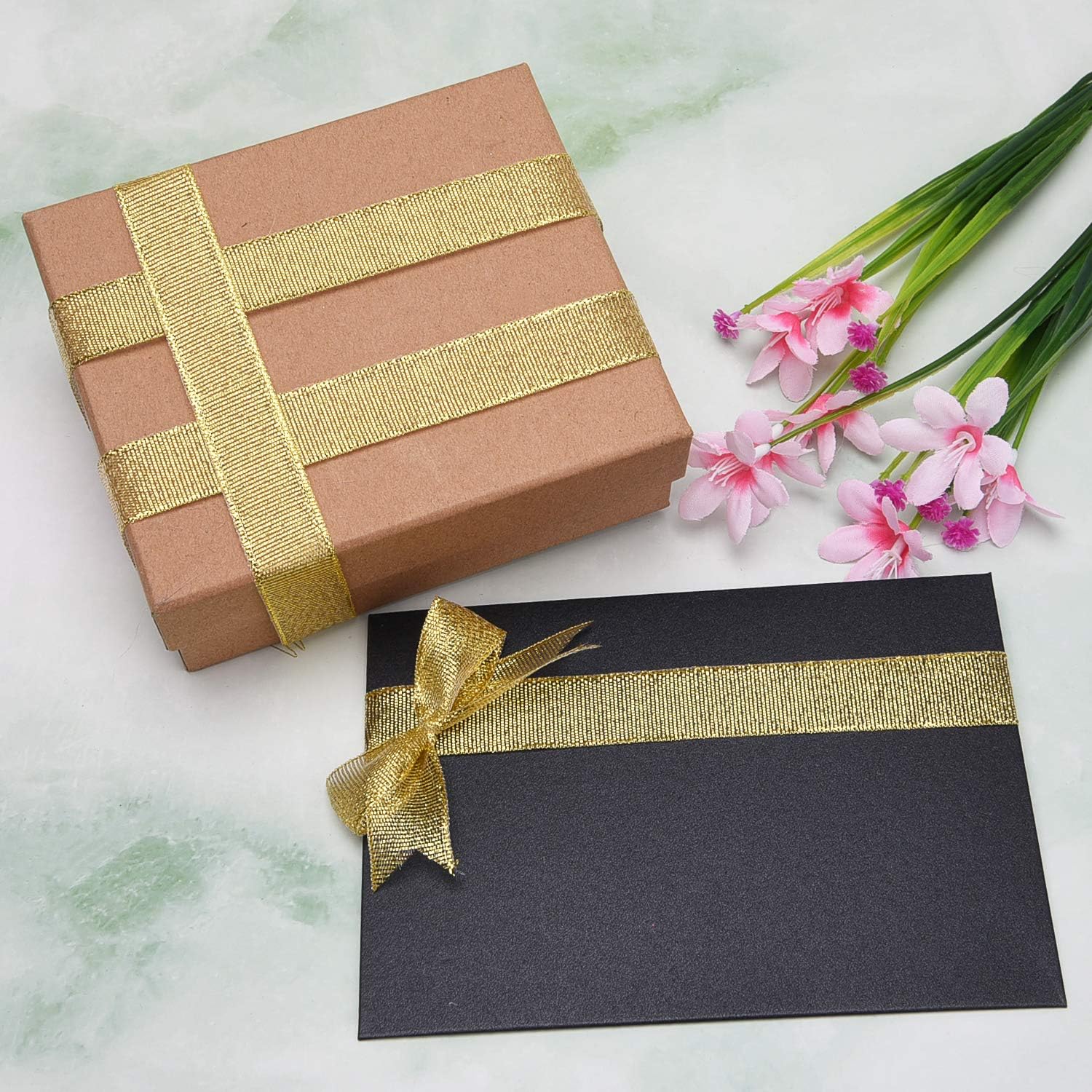 Livder 4 Rolls 4/5 Inch Width Metallic Glitter Ribbons for Holiday Wedding Birthday Party Decoration Gift Wrapping (Golden): Health & Personal Care