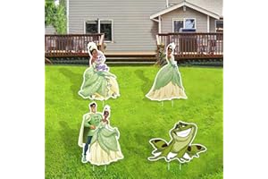 HBAVFIHNBG Princess Tiana Party Supplies,4PCS Yard Signs with Stakes,Princess Tiana Birthday Decorations,Outdoor Lawn Yard Signs for Princess Theme Party