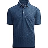 Esabel.C Bubble Men's Polo Shirts Short Sleeve Stretch Casual Jacquard Collared Golf Polo Shirts for Men