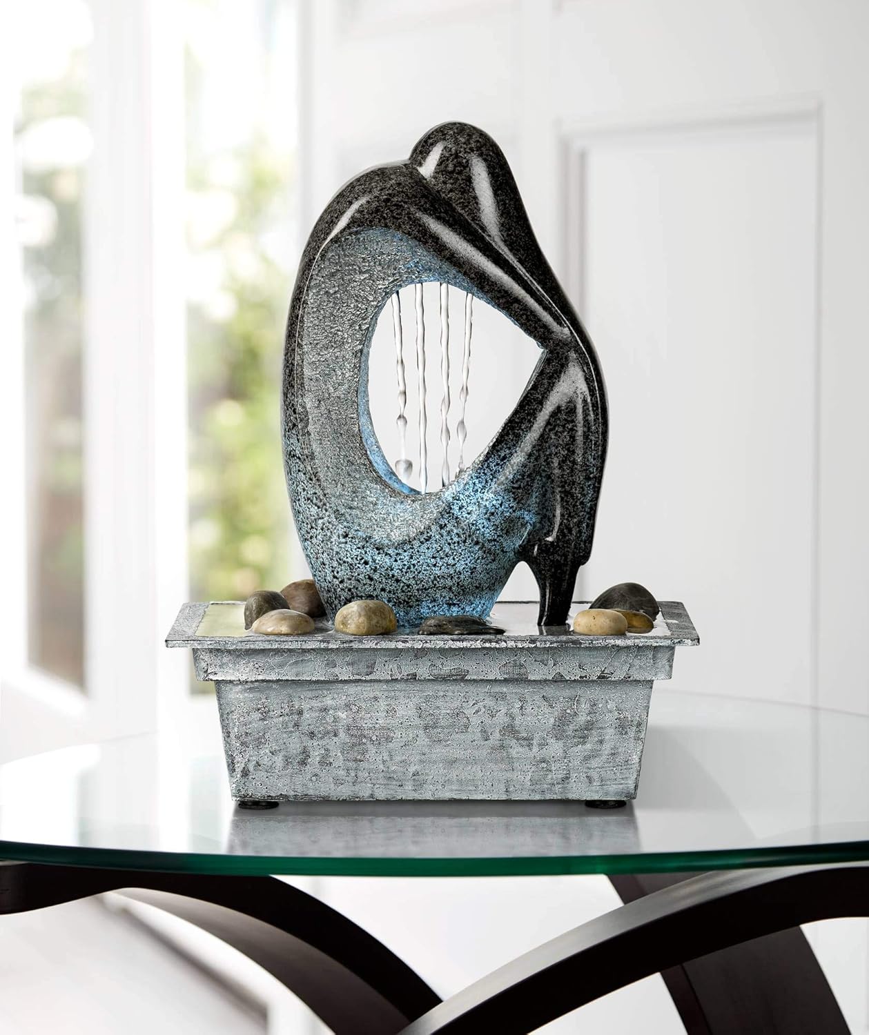John Timberland Modern Tabletop Floor Water Fountain with LED Light 10" Silhouette for Indoor Table Top Desk: Home & Kitchen