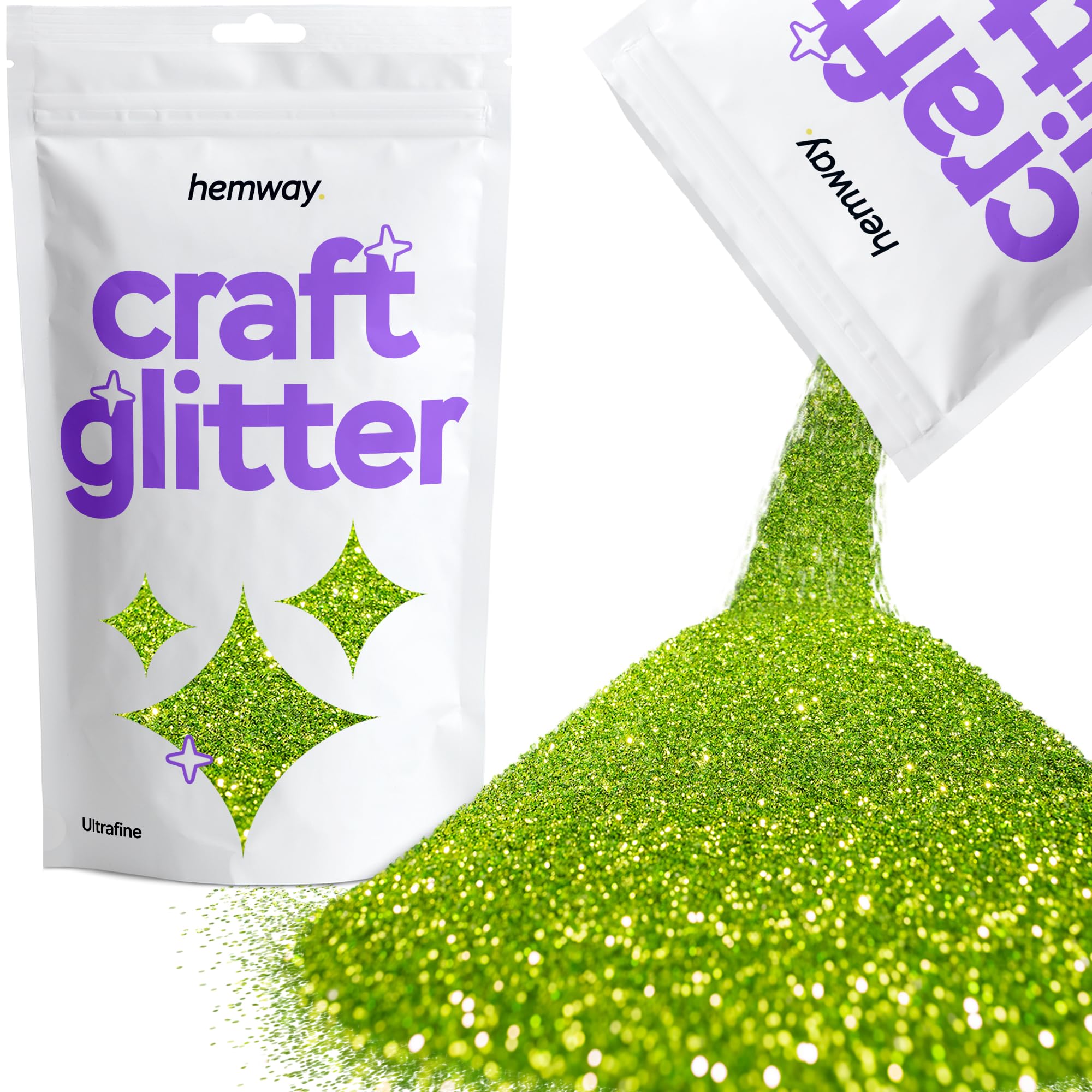Hemway Craft Glitter Lime Green 100g Ultrafine Glitter for Crafts, Resin, Cosmetic, Nail, Face, Body, Festival, Tumblers, Art, Candle, Crafting