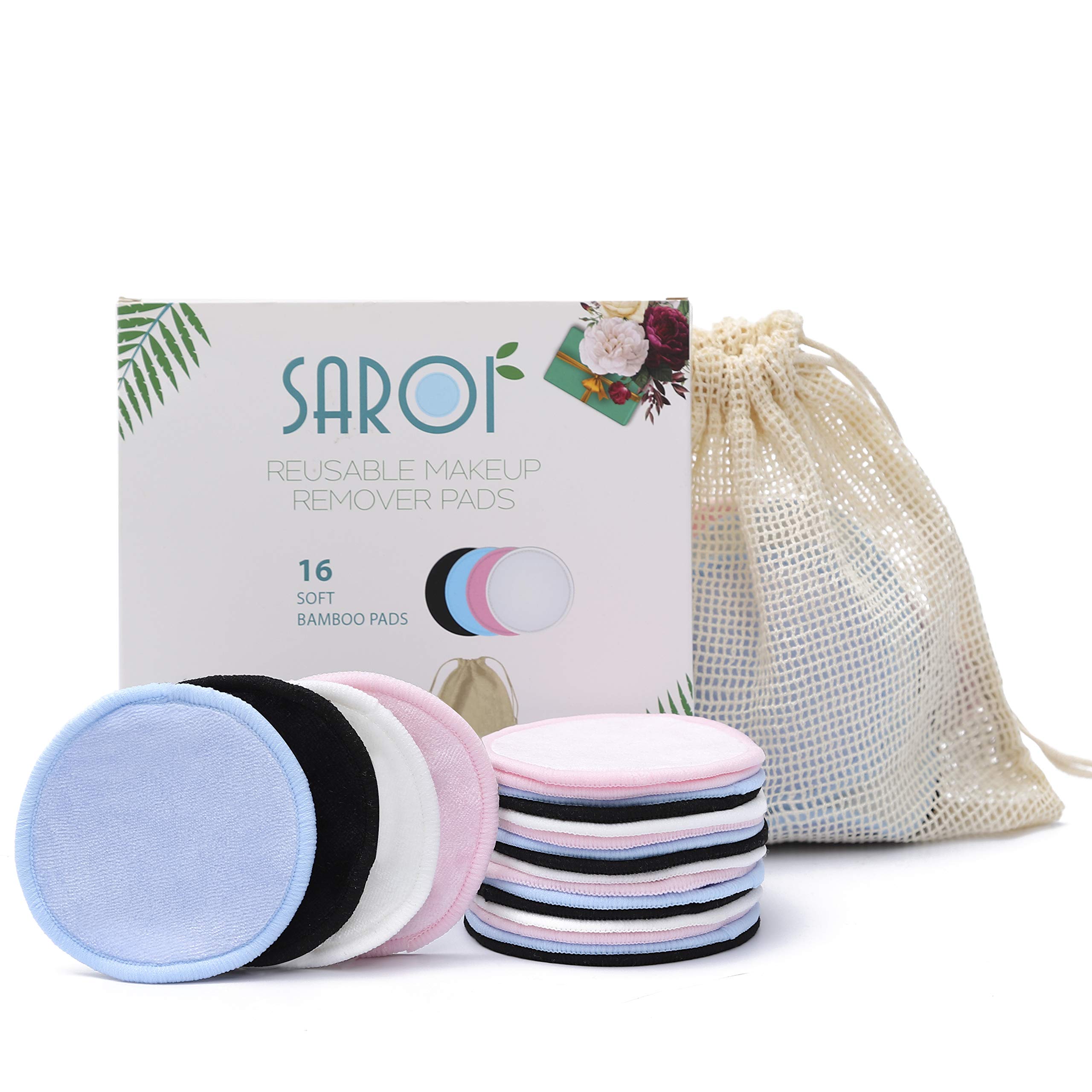 16 Premium Reusable Makeup Remover Pads | Eco-Friendly Gift Packaging | Facial Cleansing Cotton Buds | Makeup Wipes I Packed With A Laundry Bag And Reusable Cotton Pads