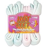 HOT FEET Thermal Socks For Women- Cold Weather Thick Warm Winter Hiking Insulated Socks, Stocking Stuffers, Women Size 4–10.5