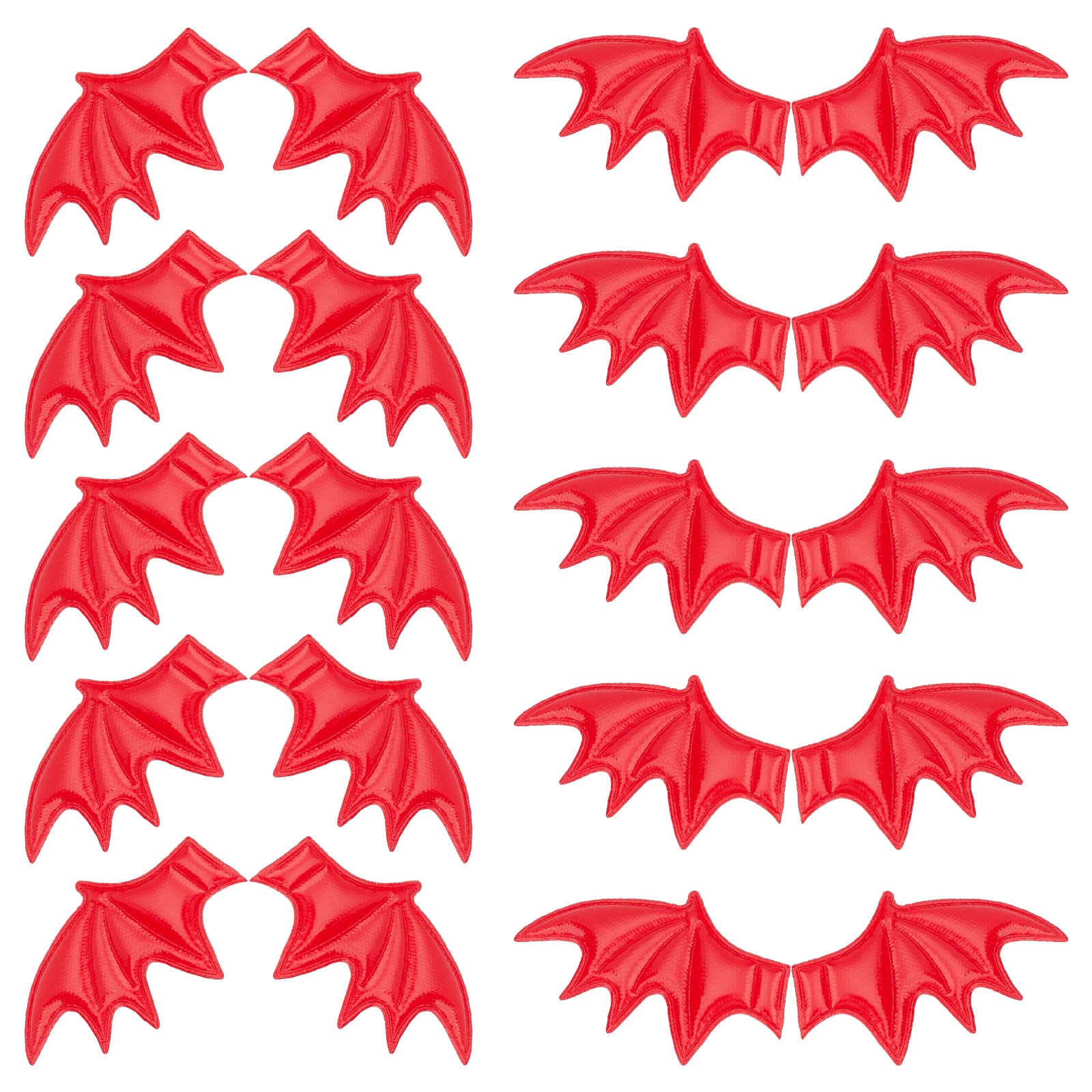 GORGECRAFT 2 Style 40PCS Leather Halloween Bat Wings DIY Crafts Bat Wing Spooky Bats Halloween Decorations for Hair Ornament & Costume Accessory (Crimson)