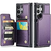 Vinich for Samsung Galaxy S23 Ultra Wallet Case with Card Holder, RFID Blocking Credit Slots Kickstand Shockproof Phone Cover Fit for Galaxy S23 Ultra 6.8" Purple