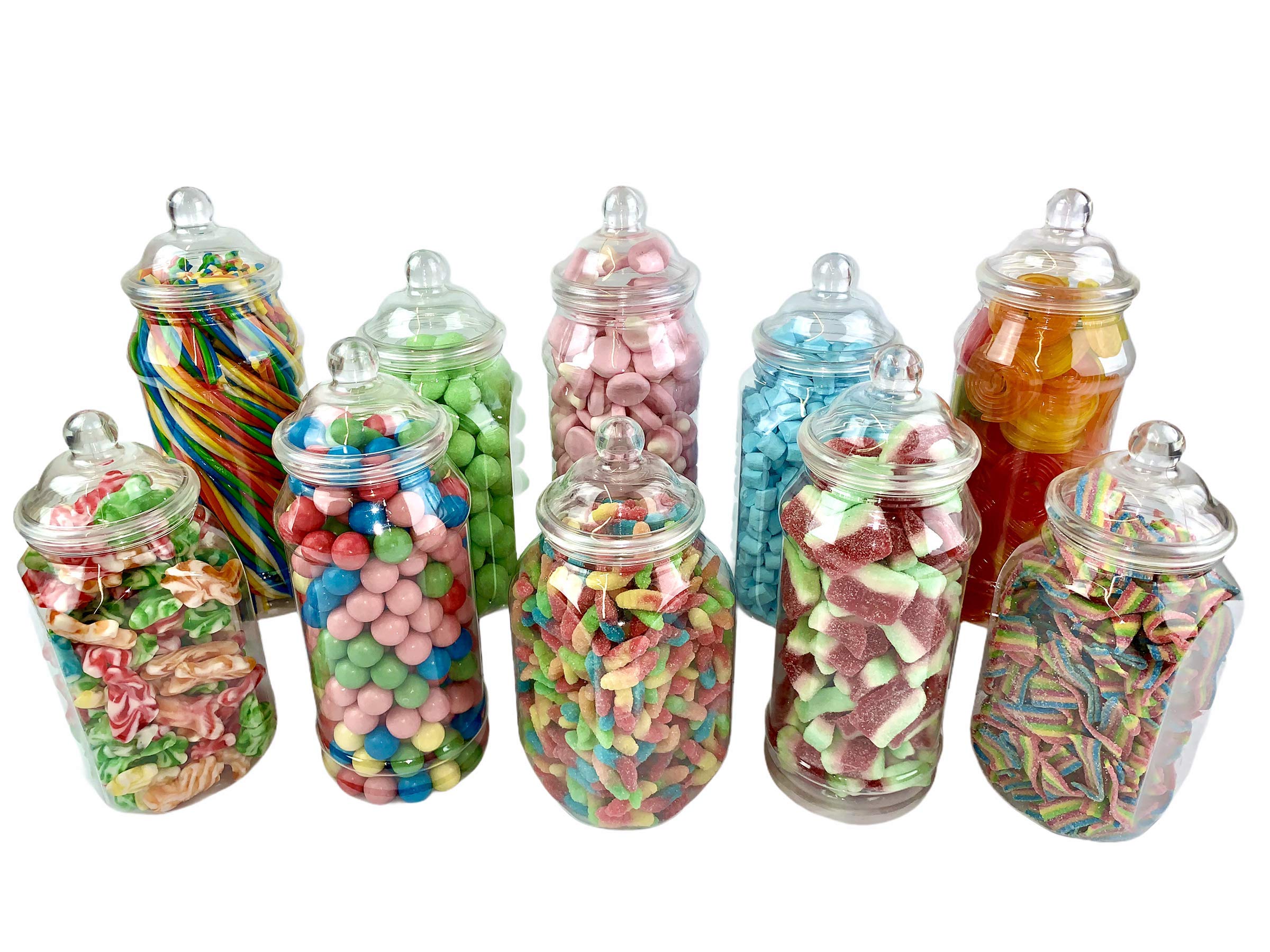 Sweet Tree Celebrations Set of 10 Mixed Airtight Food Grade Plastic Storage Jars Containers
