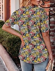KISSMODA Women's Tunic Tops Casual V Neck Short