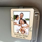 Hangwoous Best Dad Ever Gifts - Visor Clip Photo Frame - Drive Safe I Love You Visor Clips - Polaroid Picture Holder