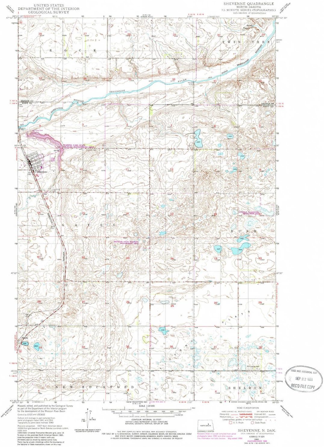 YellowMaps Sheyenne ND topo map, 124000 Scale, 7.5 X 7.5
