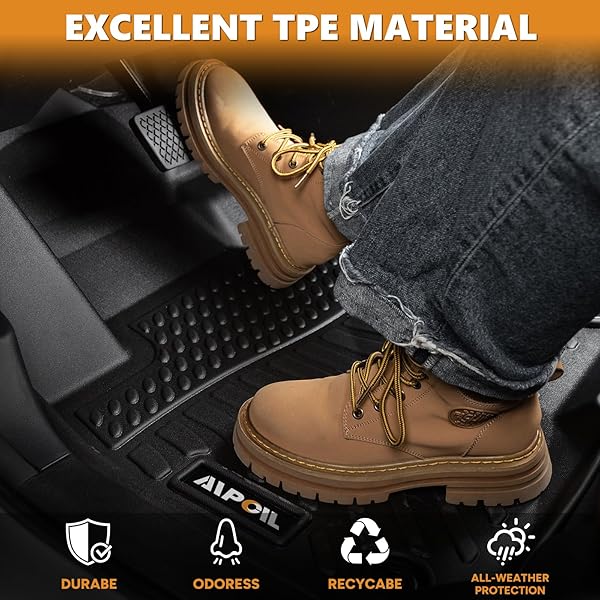 AIPOIL® FLOOR MATS & CARGO LINER SET FOR KIA STINGER AWD MODELS 2018-2024 | TPE ALL WEATHER PROTECTION HEAVY DUTY NON-SLIP AUTOMOTIVE | FULL SET FLOOR LINERS ACCESSORIES, BLACK
