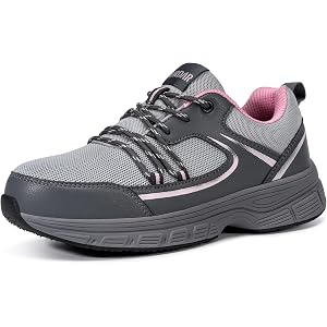 URDAR Non Slip Work Shoes Women Steel Toe Shoes Safety Sneakers | Lightweight Comfortable Slip Resistant Breathable Work & Ut