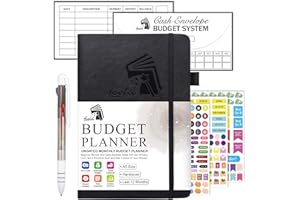 Budget Planner, 2026 Monthly Undated Bill Organizer Hardcover Financial Journal, Feela Money Expense Tracker with Budget Enve