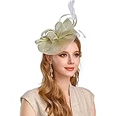 BABEYOND Women's Pillbox Fascinator Hat Kentucky Derby Hat Feather Fascinator Headband Tea Party Fascinator Hat for Cocktail