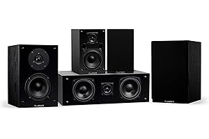 Fluance Elite High Definition Compact Surround Sound Home Theater 5.0 Channel Speaker System Including 2-Way Bookshelf, Cente