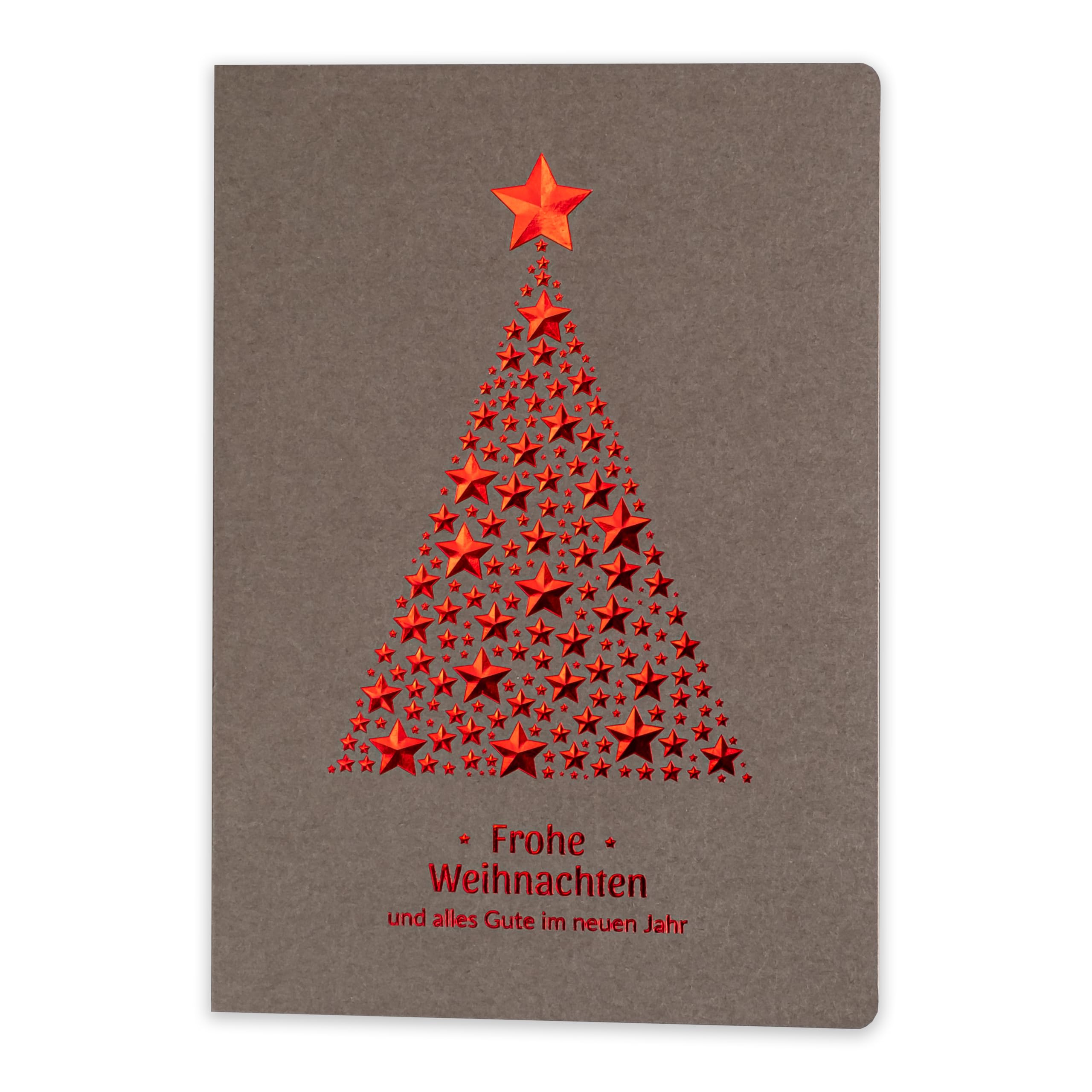 Art Nuvo Exclusive Christmas Cards - Set of 10 Same Cards, 120 x 170 mm, Red and Embossed Christmas Motif, Made from Jewellery Paper with Inserts and Envelopes, Medium