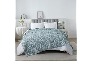 Caressma Agate Green Bedding Bedspread King Size (90” x 108”), Boho Design with Softness 3D Decorative Jacquard Weaved Coverlet, Farmhouse Floral Coverlet for Bedding