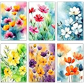 PARTH iMPEX 36 Floral Blank Note Cards With Envelopes - 4 x 6 inch All Occasion Greeting Cards, Watercolor Flowers Sympathy Thank You Notecards and Sealing Stickers