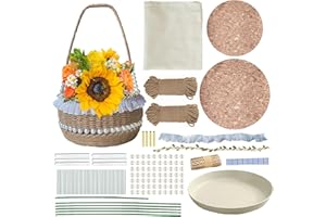 AOUXSEEM 143 Pcs Basket Weaving DIY Making Kits for Beginners, Jute Rope Weaving Basket with Handles Storage Basket Flower Baskets for Easter Picnic Home Wedding Decorations Crafts Weaving Gifts