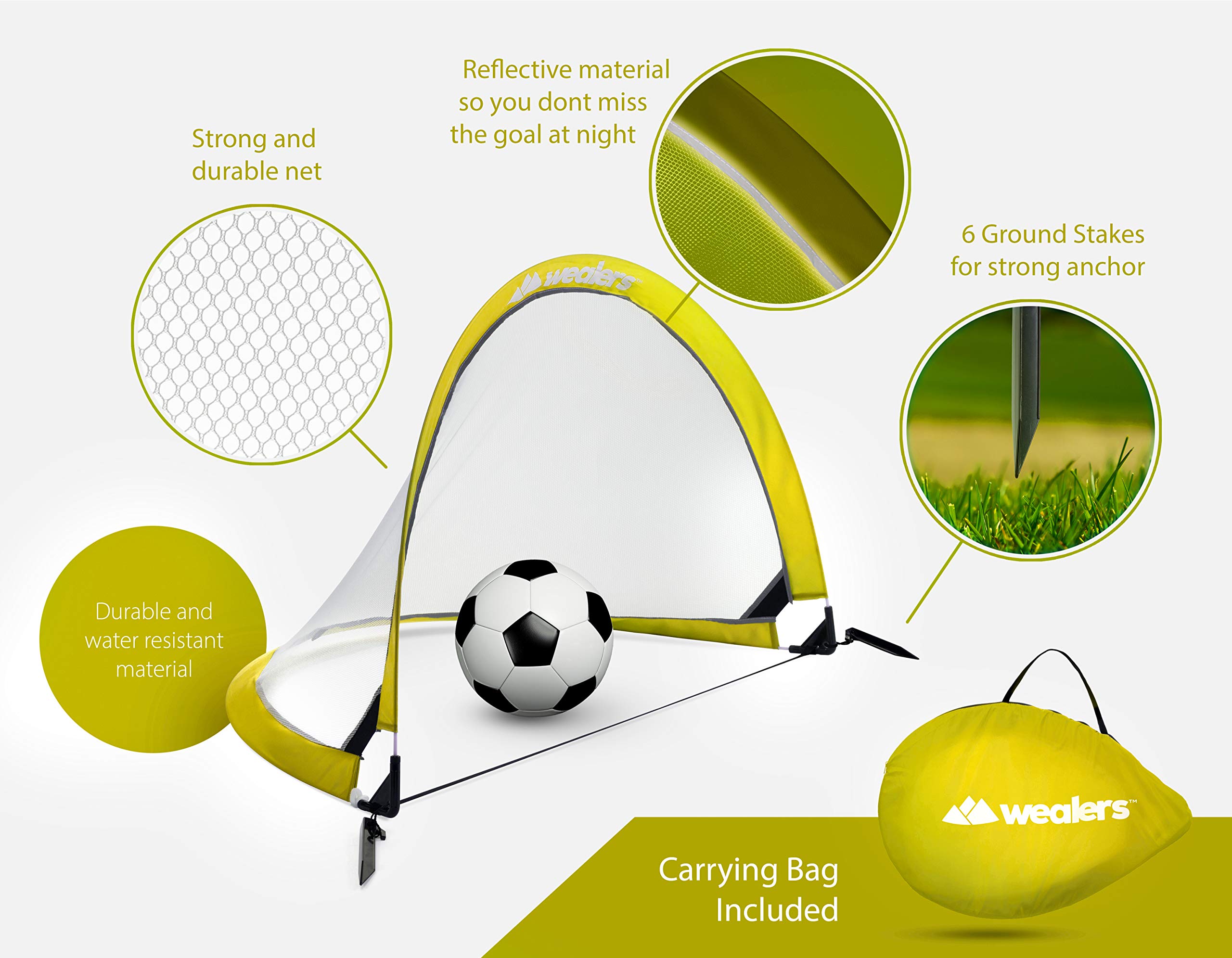 Collapsible Soccer Pop Up Goal Set of 2 Football Nets Portable Travel