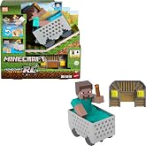 Mattel Minecraft Minecart RC with Steve | Remote Control Vehicle with Wheelie Stunt, Turbo Boost &amp; Light-Up Torch &amp; Pixelated Design