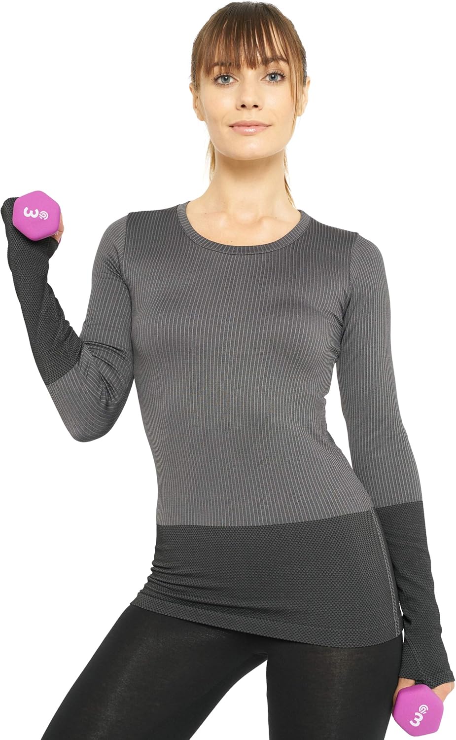 Long Sleeve Compression Thermal Workout Tops for Women - Dry Fit Running T-Shirts with Thumbholes: Clothing