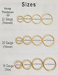14K Gold Plated Small Hoop Earrings for Cartilage