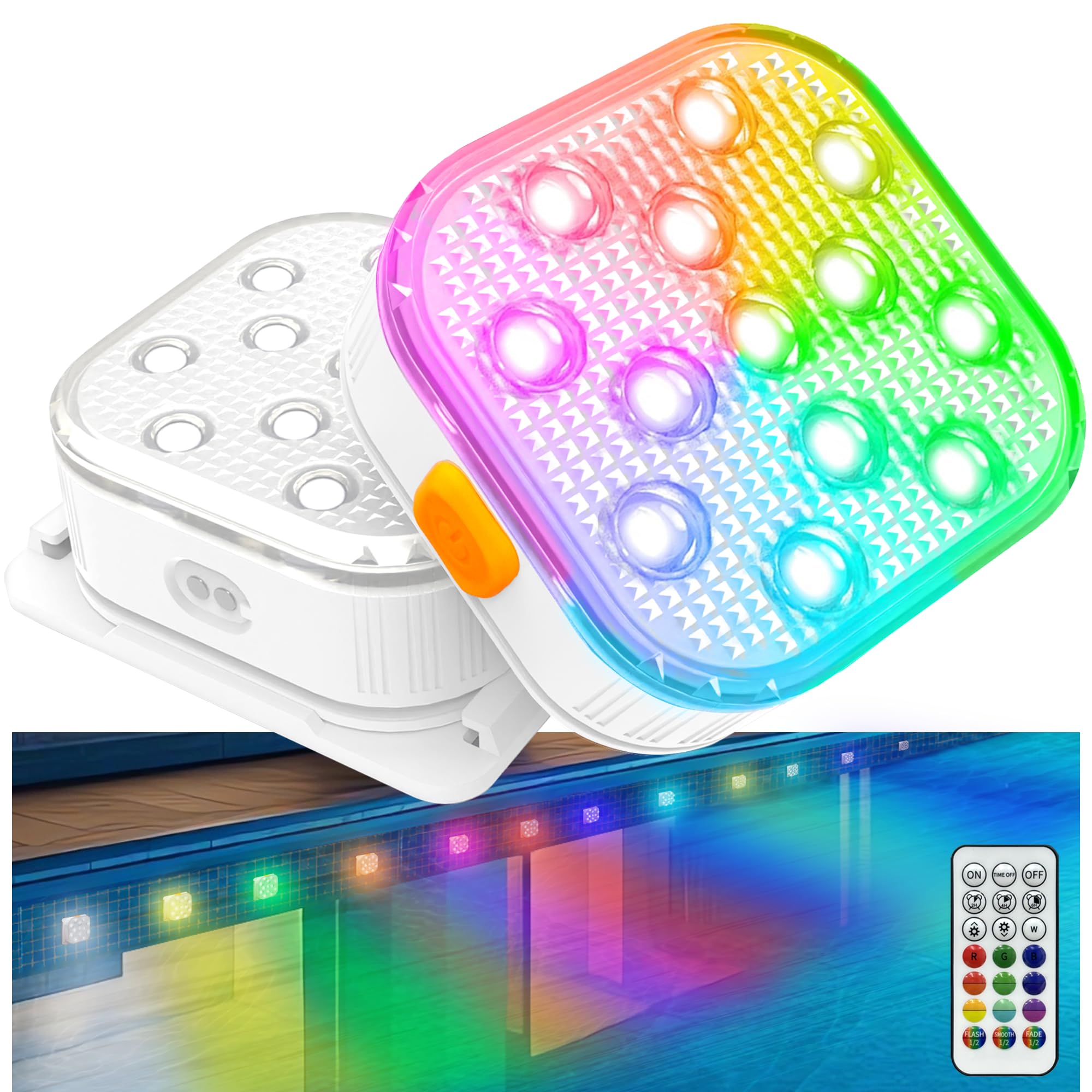 Photo 1 of Emdoro 2025 Update Pool Lights for Inground Pool,Rechargeable Submersible LED Light, Pond Led Underwater IP68 Waterproof Hot Tub Lights 16 Color 6 Mode with Remote-2 Pack