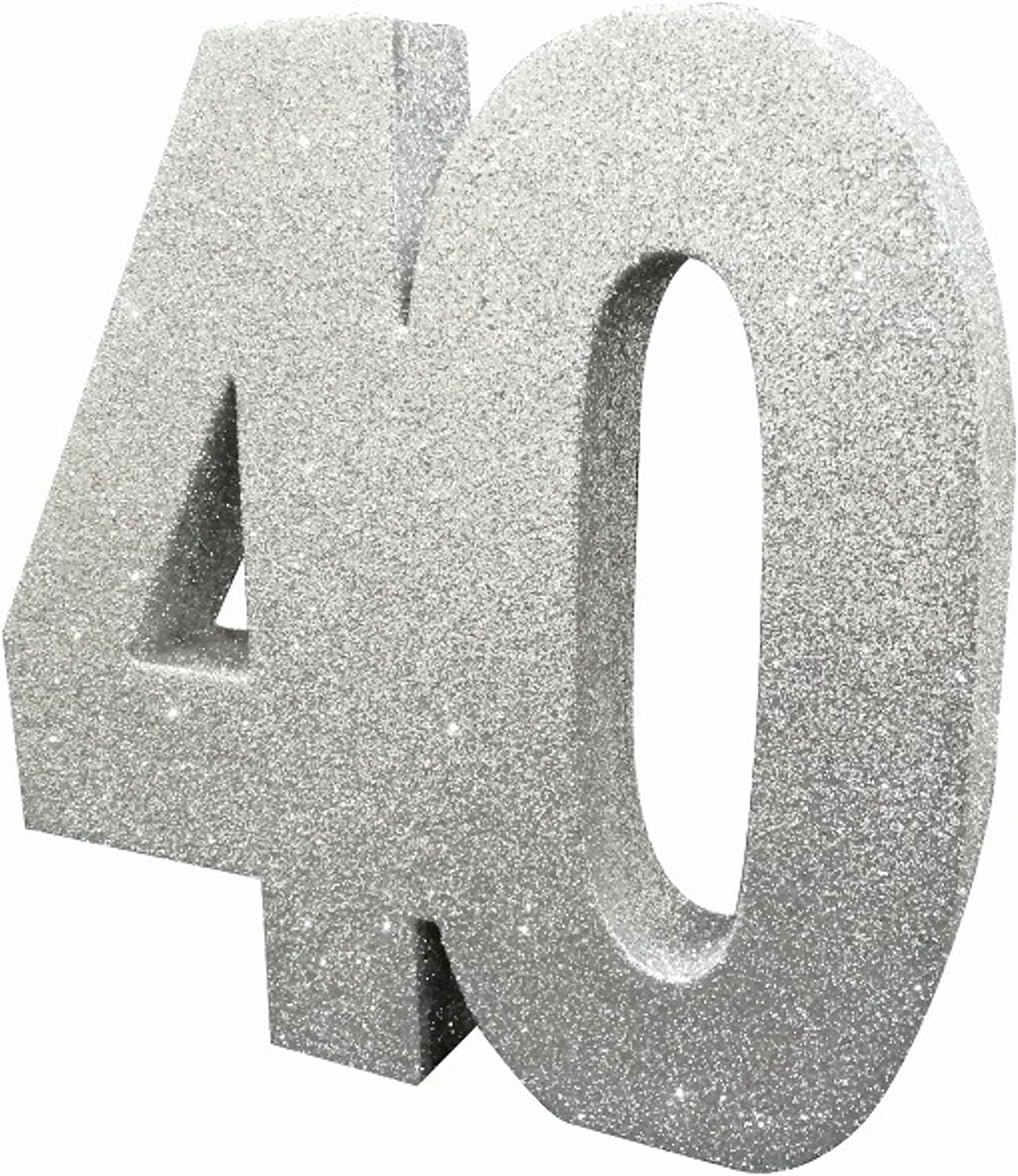 Number 40 Glitter Table Decoration Silver| Table Centrepiece | Table Decorations Centrepiece | 40th Birthday Decorations | Pack of 1 | 20cm |H116