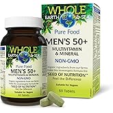 Natural Factors Whole Earth & Sea Pure Food Men's 50+ Multivitamin & Mineral, 60 Tablets, Made with Organic Ingredients
