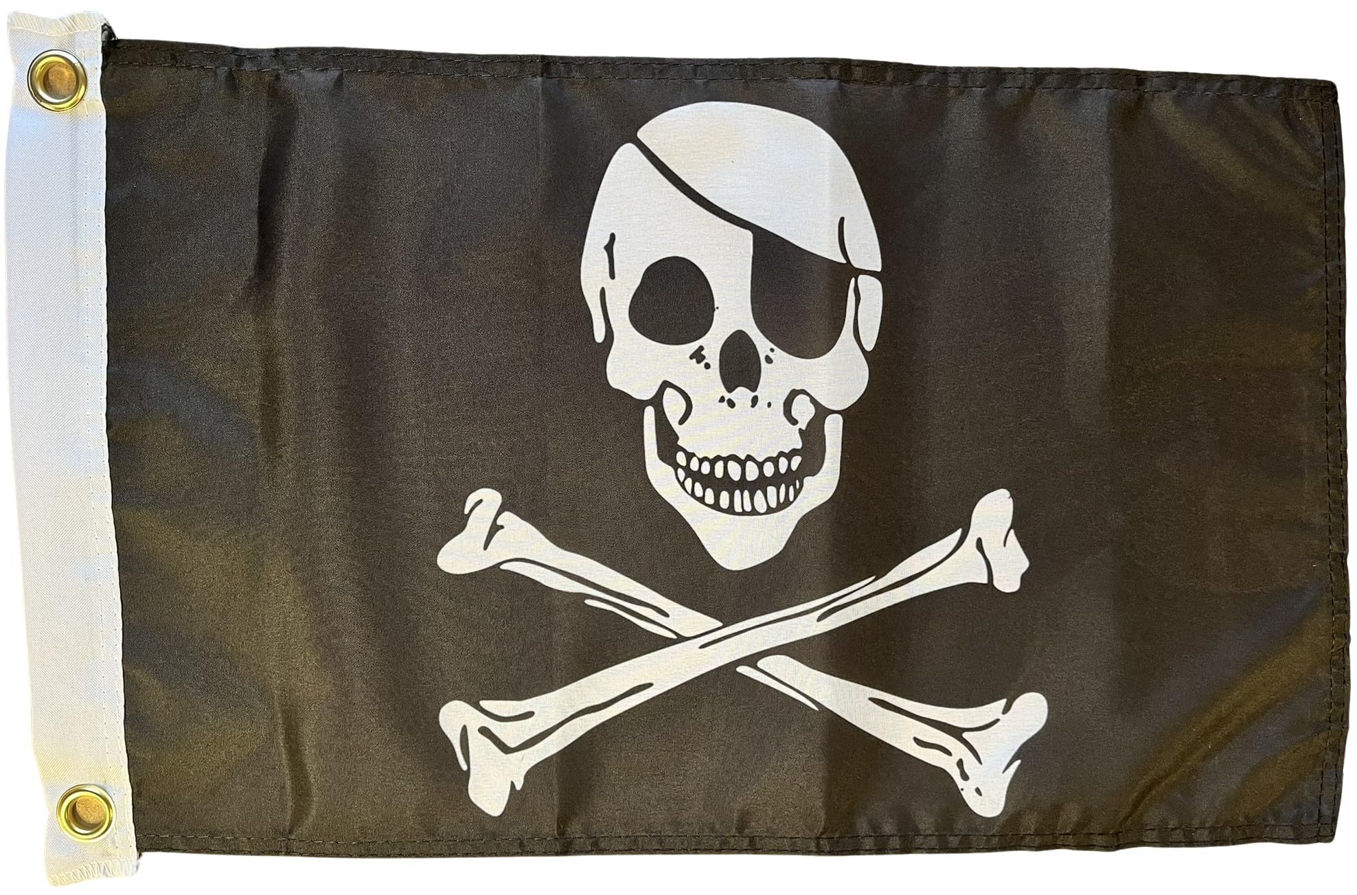 NWFlags Skull and Crossbones Pirate Flag 17" x 11" 75d Premium Polyester | Polyester 1.5x1 foot material flag with 2 Eyelets