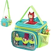 Hautton Carrying Case for Toniebox, Portable Storage Travel Bag for Tonies Figures Charging Station with Shoulder Strap Handle and Toniebox Ears Cover -Aqua Blue