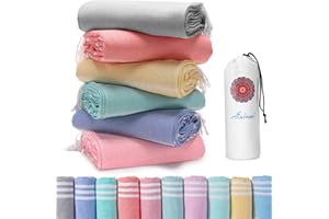 ANTFUNY 6 Packs Turkish Beach Towels Quick Dry Sand Free Soft Absorbent Extra Large Xl Big Blanket Adult Oversized Bath Pool Swim Towel Set Bulk Multipack Lightweight Thin Sandless Fast Drying Compact