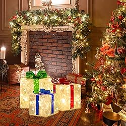 LAMPHOME 70 LED Christmas Set of 3 Lighted Gift