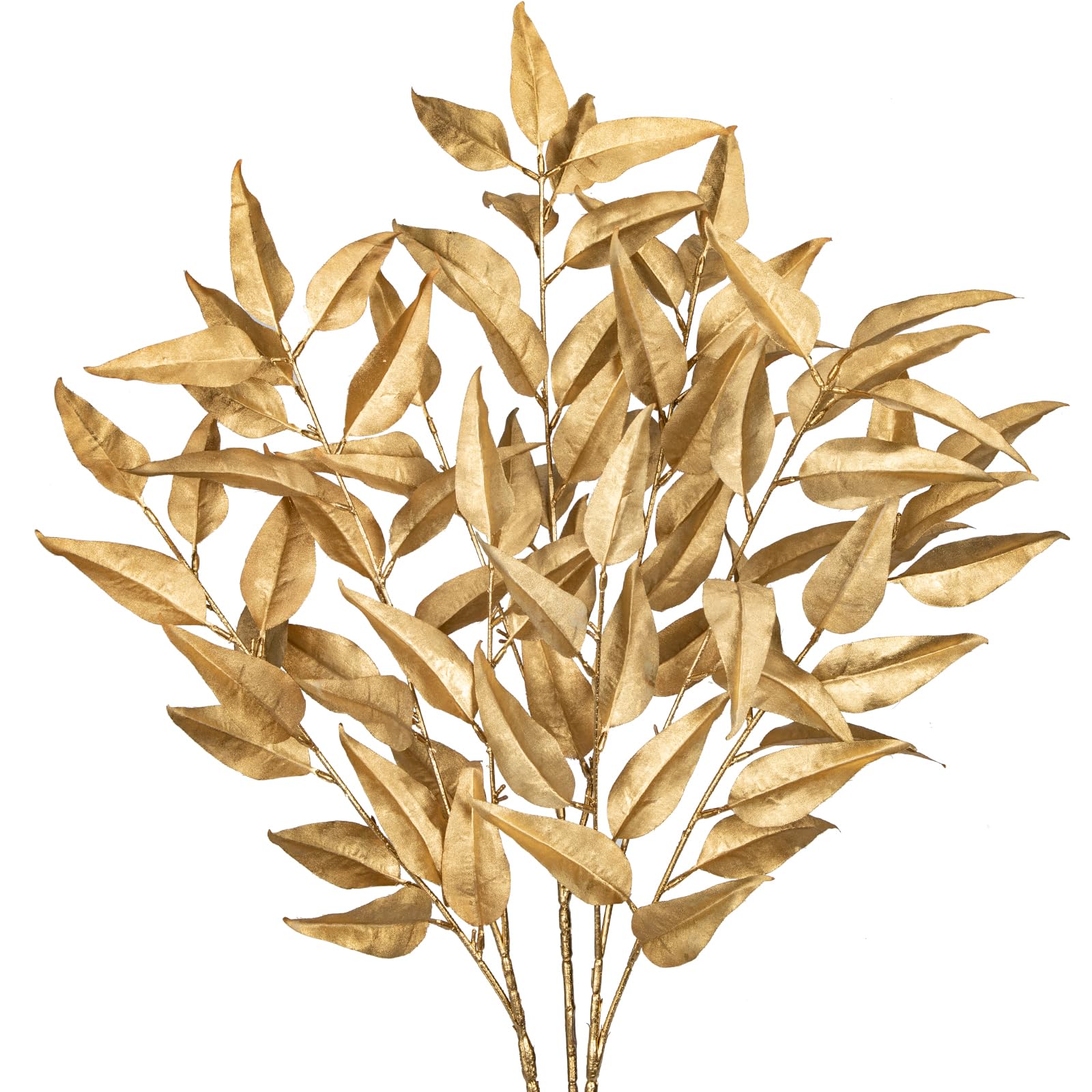 Oairse 3 Pcs Gold Eucalyptus Plants 81cm Artificial Eucalyptus Leaves Stems Faux Eucalyptus Foliage for Christmas Tree Decorations Floral Arrangement New Year Wedding Bouquet Centerpieces Xmas Decor