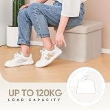 Bonlife Small Folding Storage Ottoman Beige 32x32x32cm Foot Stool view 4