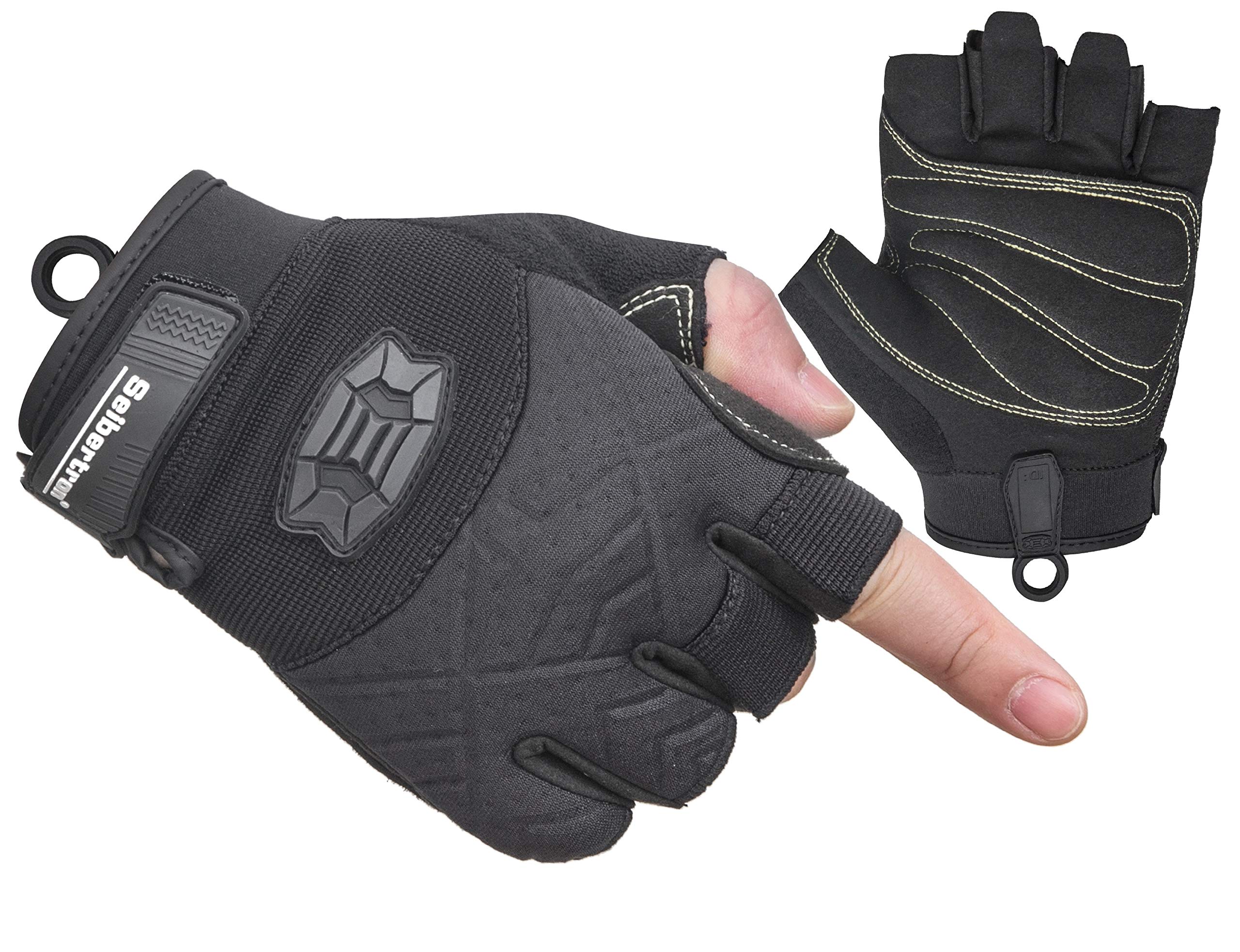 Seibertron Half Finger Padded Palm Lightweight Breathable Climbing Rope Gloves For Climbers, Rock Climbing, Rescue, Adventure, Sailing, Kayaking, Outdoor Sports Black M — image 1