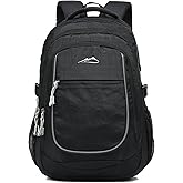 ProEtrade Backpack Bookbag for College Sturdy Travel Business Hiking Fit Laptop Up to 15.6 Inch Multi Compartment Gifts for Men Women Night Light Reflective (Black)